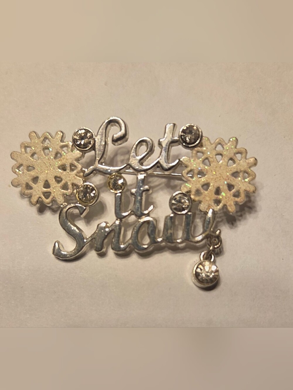 Let It Snow Silver-Tone Snowflake Brooch